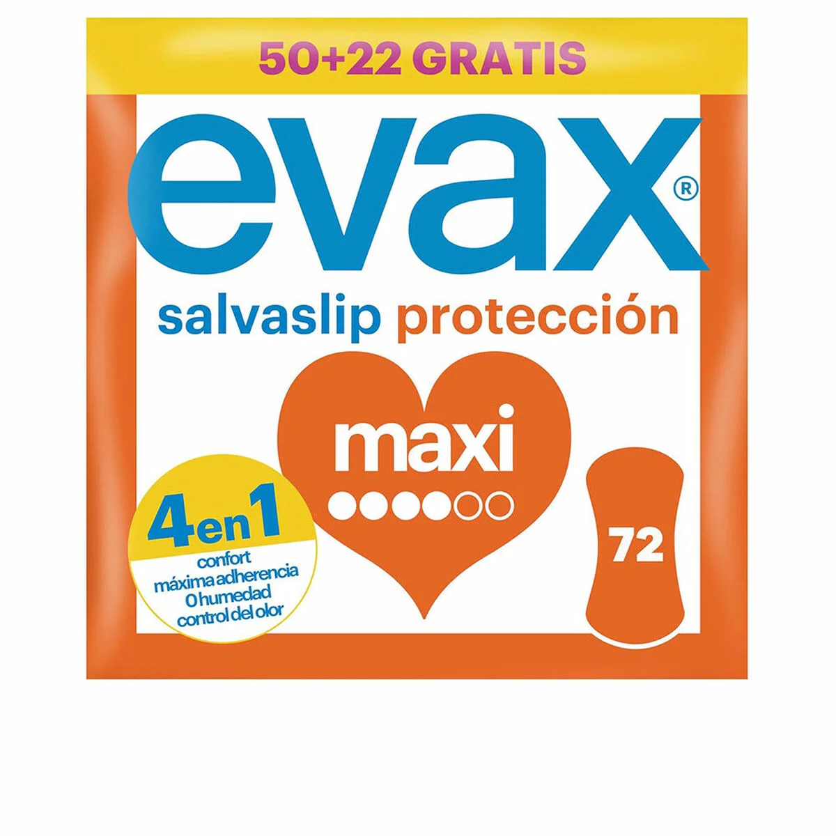 Salvaslip Protector Maxi Evax Maxi 72 Unidades