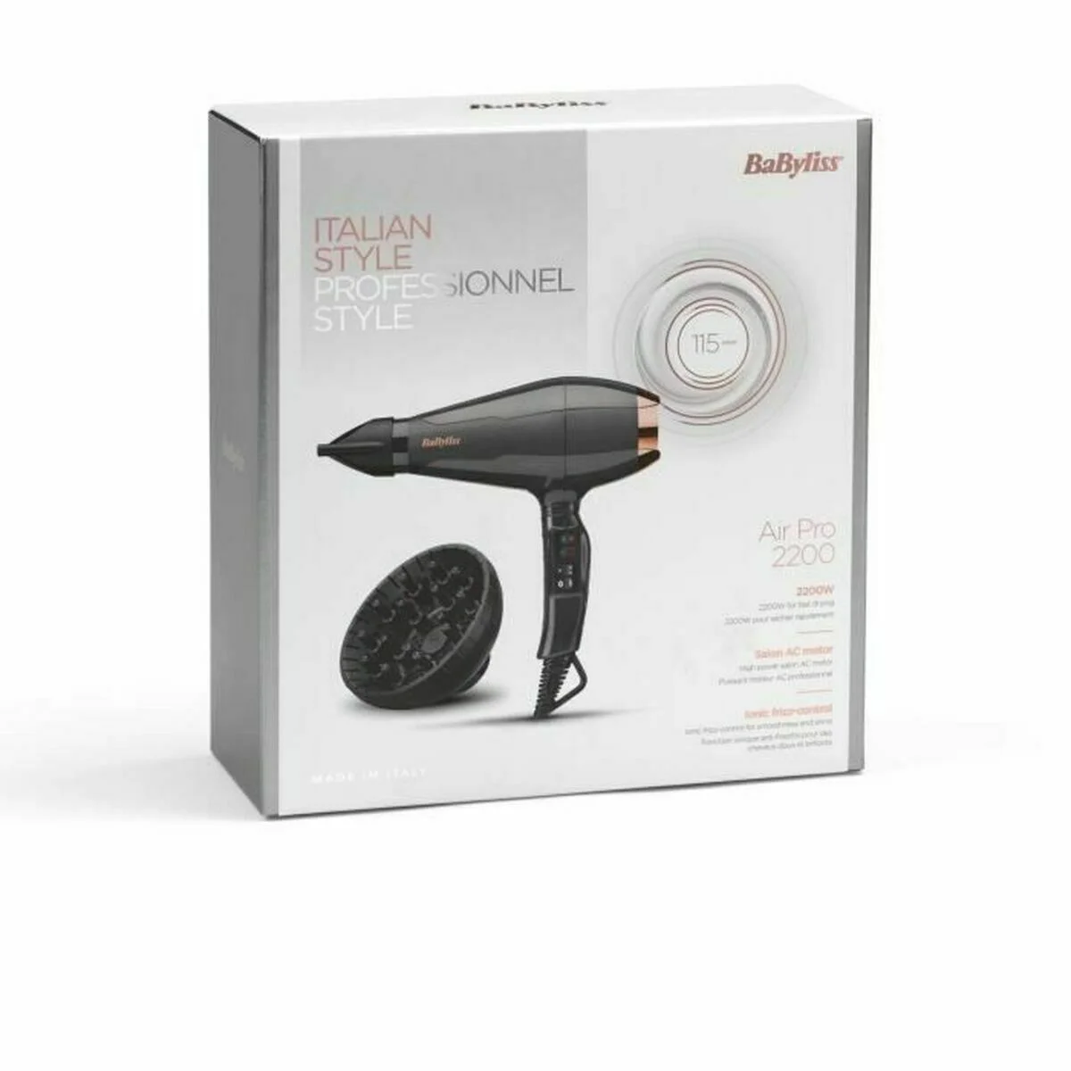 Secador de Pelo Babyliss 6719DE Negro Gris 2200 W
