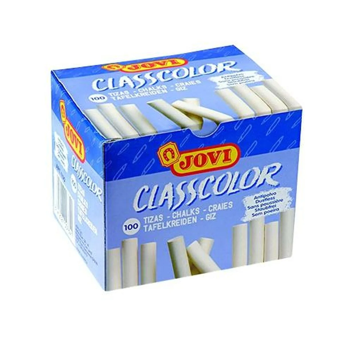 Tizas Jovi CLASSCOLOR Blanco 80 mm Ø 9 mm 100 Piezas (6 Unidades)