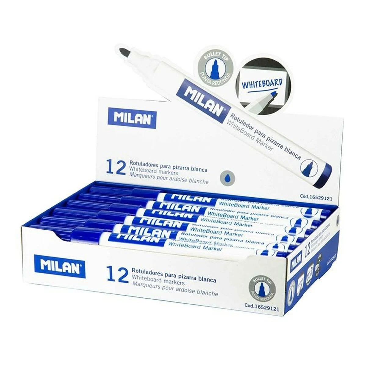 Set de Rotuladores Milan Azul Pizarra blanca 12 Piezas (36 Unidades)