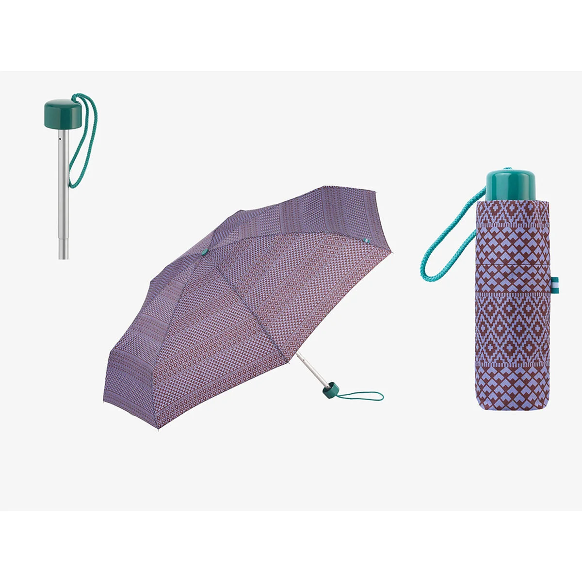 Paraguas Plegable C-Collection Colores surtidos 6 x 4 x 18 cm Ø 90 cm Étnico