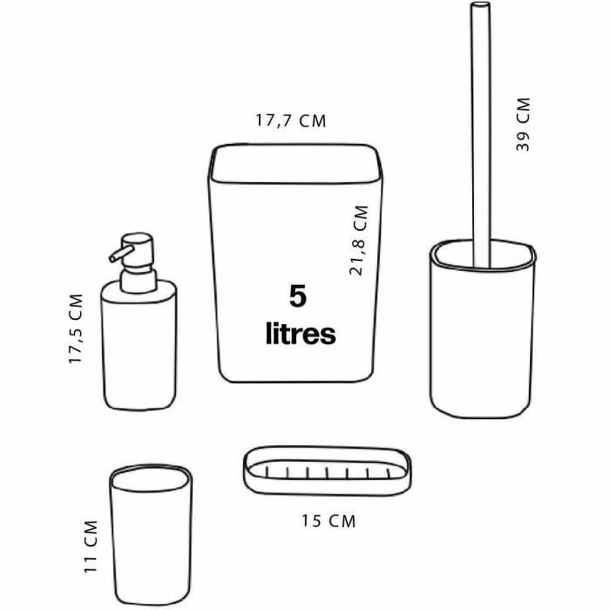 Set de Baño TODAY HOY Verde Plástico Moderno (5 Unidades)