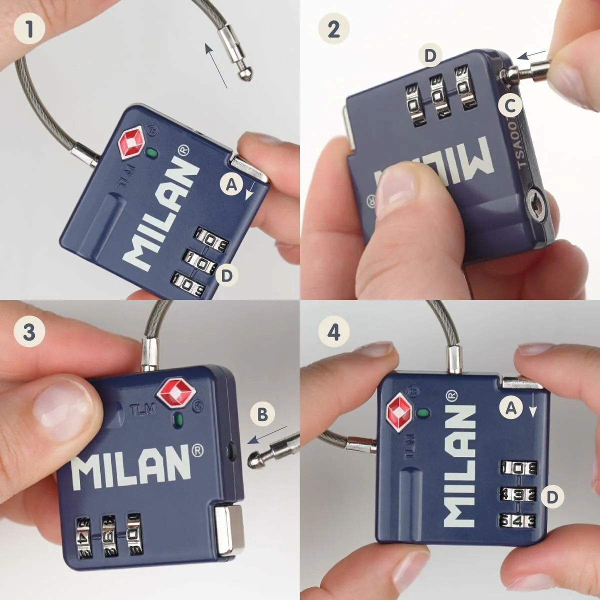 Candado de combinación Milan Metal