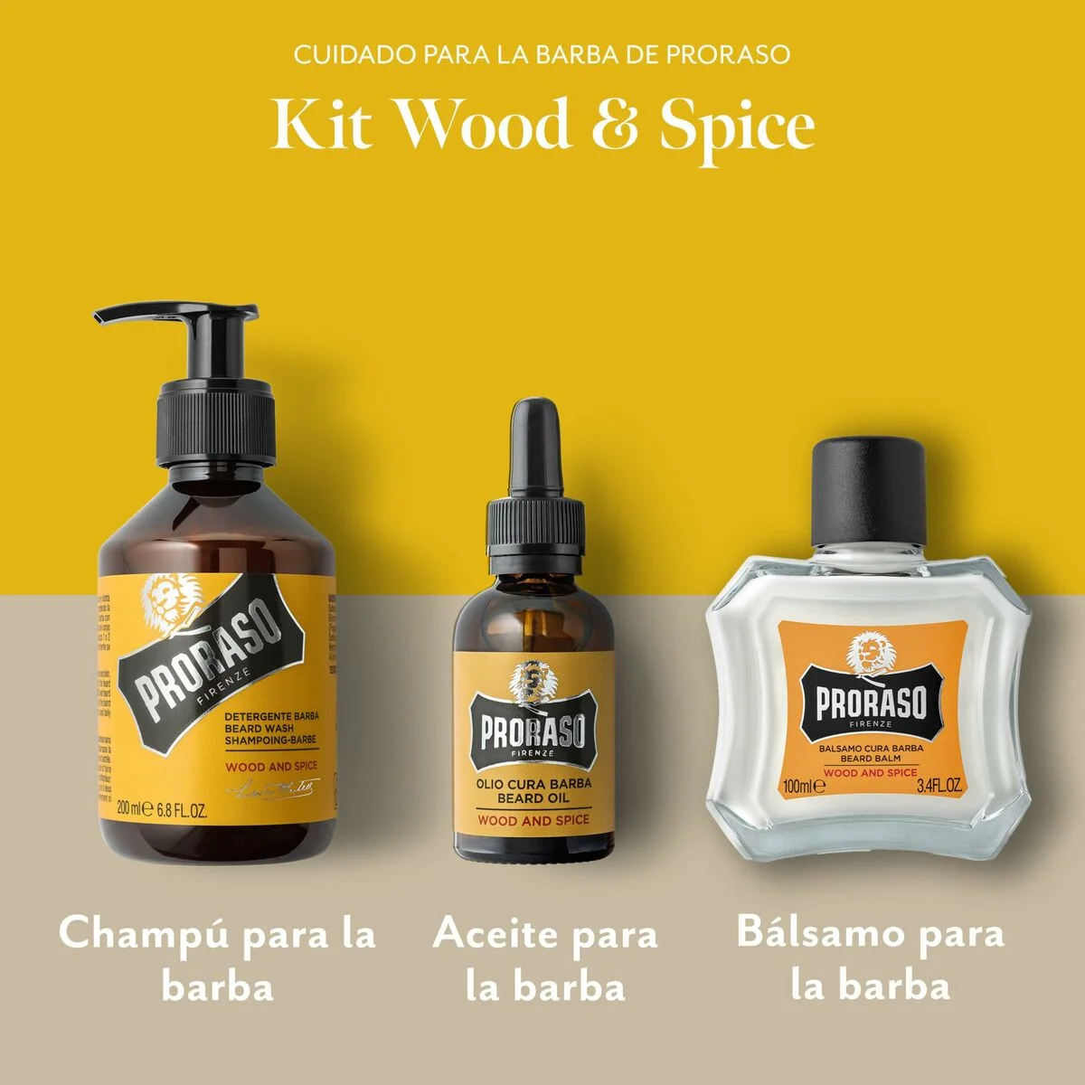 Set para Cuidado de la Barba Proraso Wood & Spice 3 Piezas