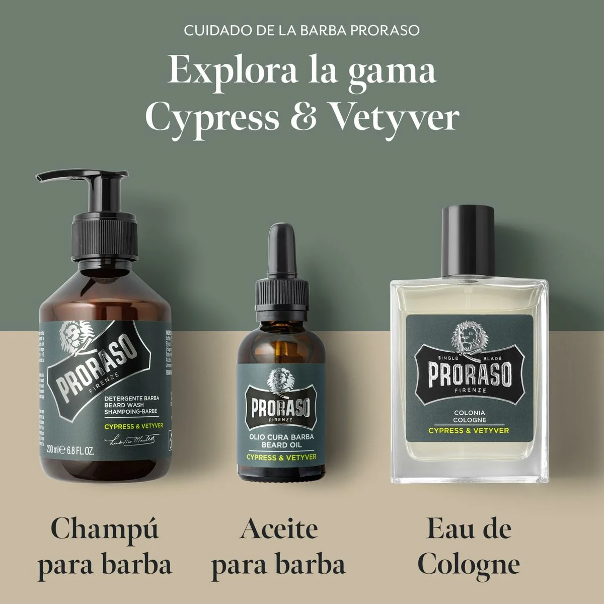 Set para Cuidado de la Barba Proraso Cypress & Vetyver 3 Piezas