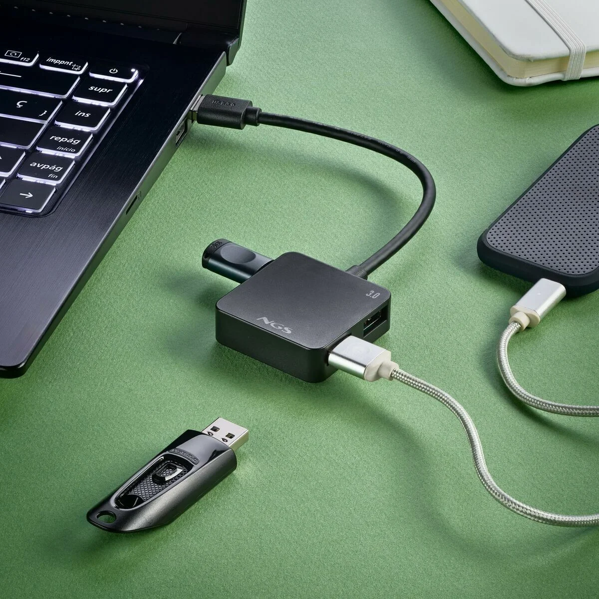 Hub USB NGS IHUB3.0TINY Negro