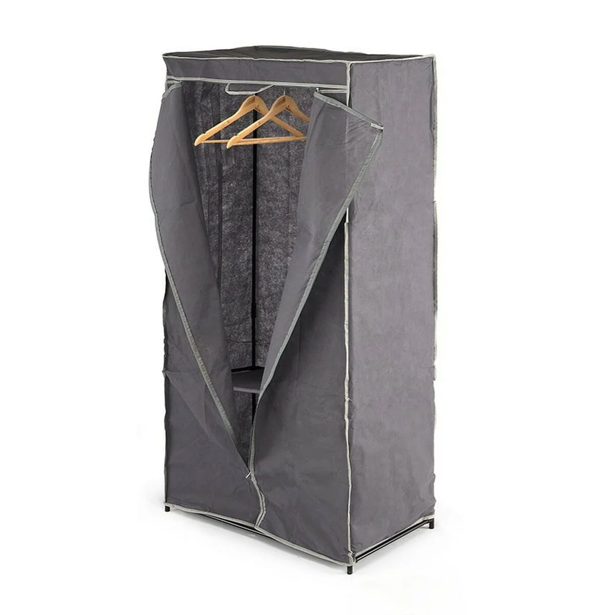 Armario ropero Kipit Negro Gris Tela 75 x 46 x 160 cm