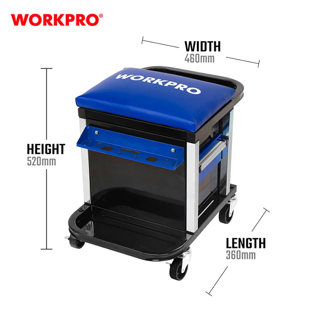 Taburete con almacenaje Workpro 46 X 36 X 52 CM Plástico