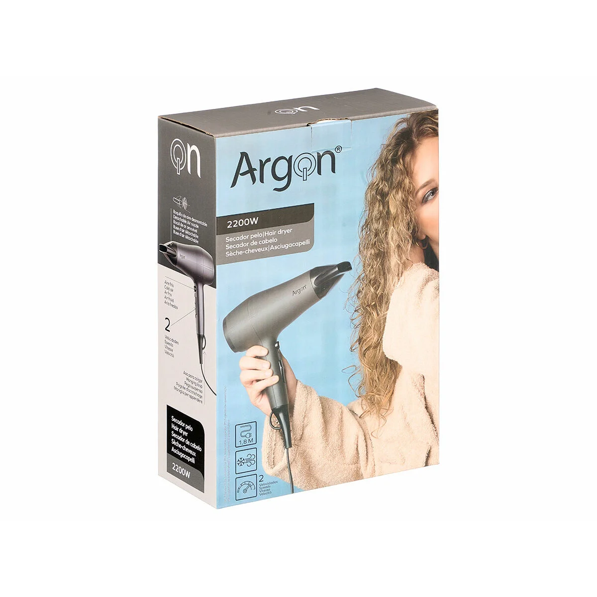 Secador de Pelo Argon Negro Plateado 2200 W