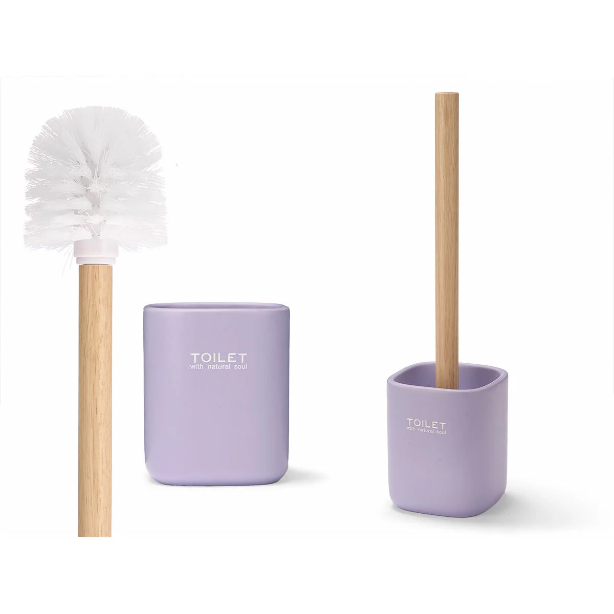 Escobilla para el Baño Berilo Blanco Verde Madera Poliresina 9,6 x 37 x 9,5 cm (6 Unidades)