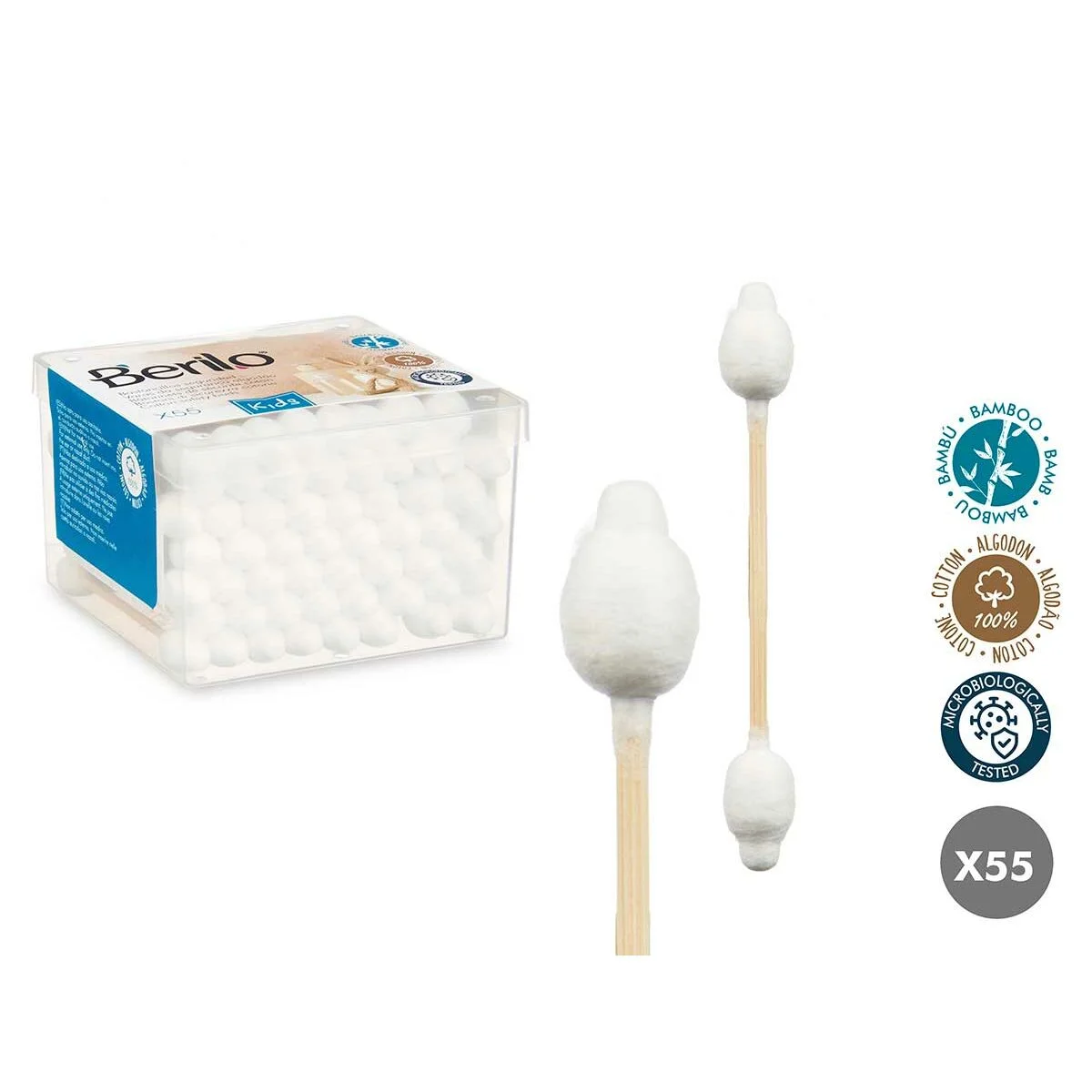 Bastoncillos de Algodón Berilo Kids (12 Unidades)