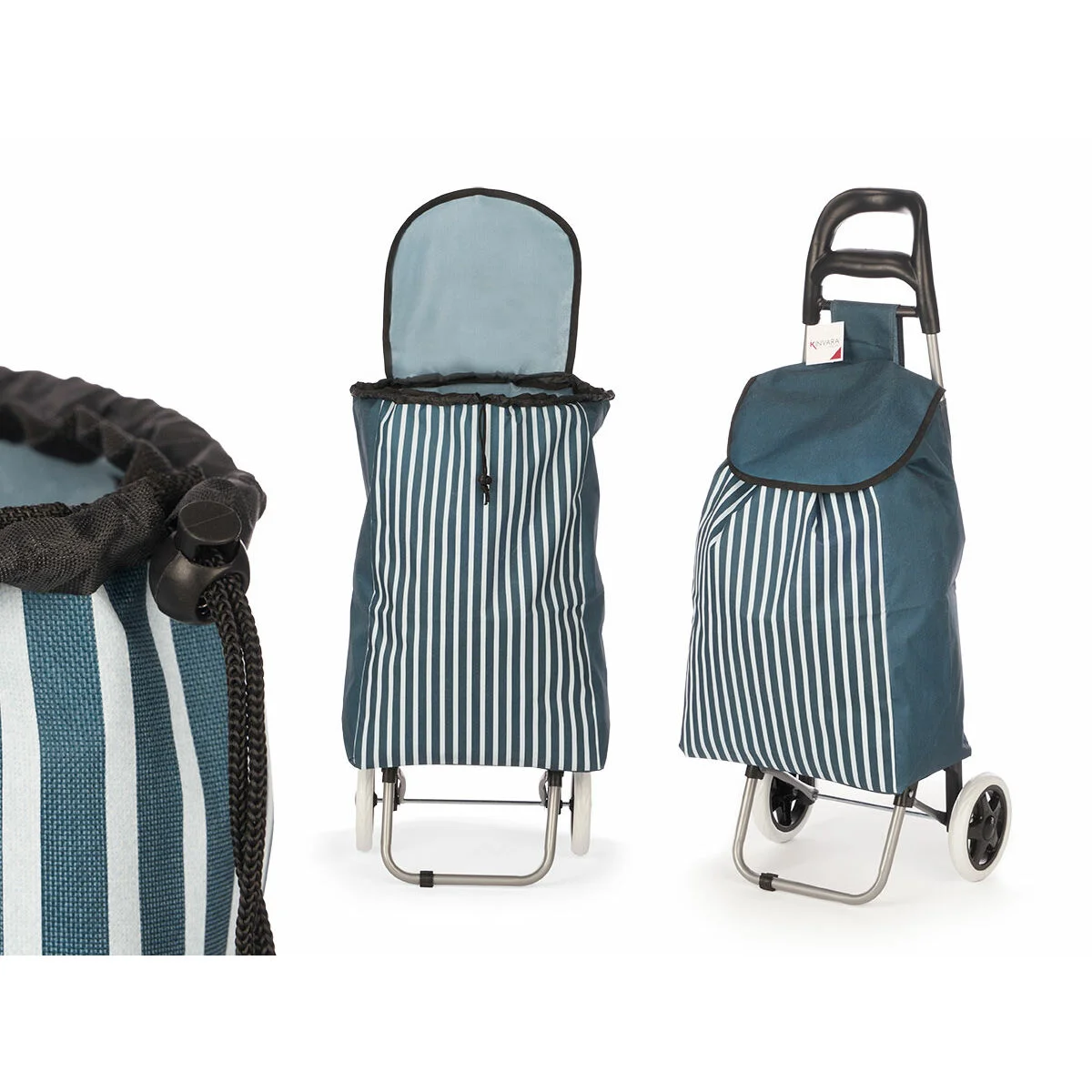 Carro de Compra Kinvara Azul Blanco 33 L 35,5 x 28 x 94 cm Rayas (6 Unidades)