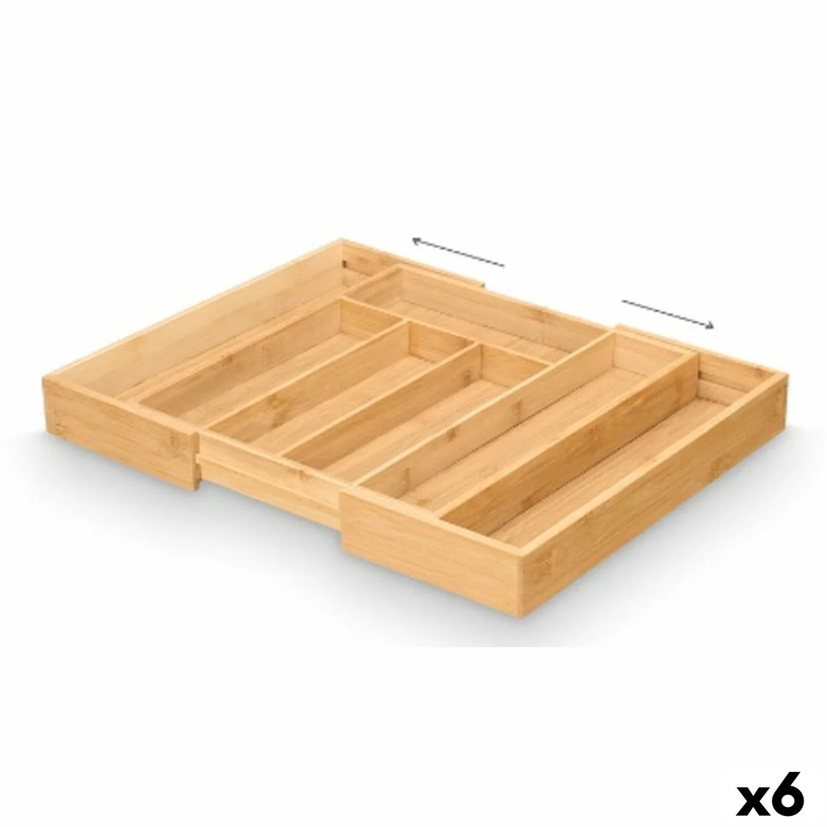 Organizador para Cubiertos Kinvara Natural Bambú 47,5 x 5 x 36 cm Plegable (6 Unidades)