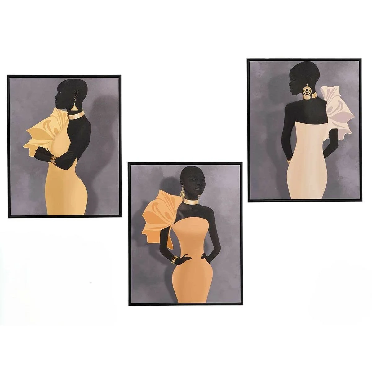 Lienzo Gift Decor Amarillo Negro Gris 40 x 3 x 50 cm (6 Unidades)