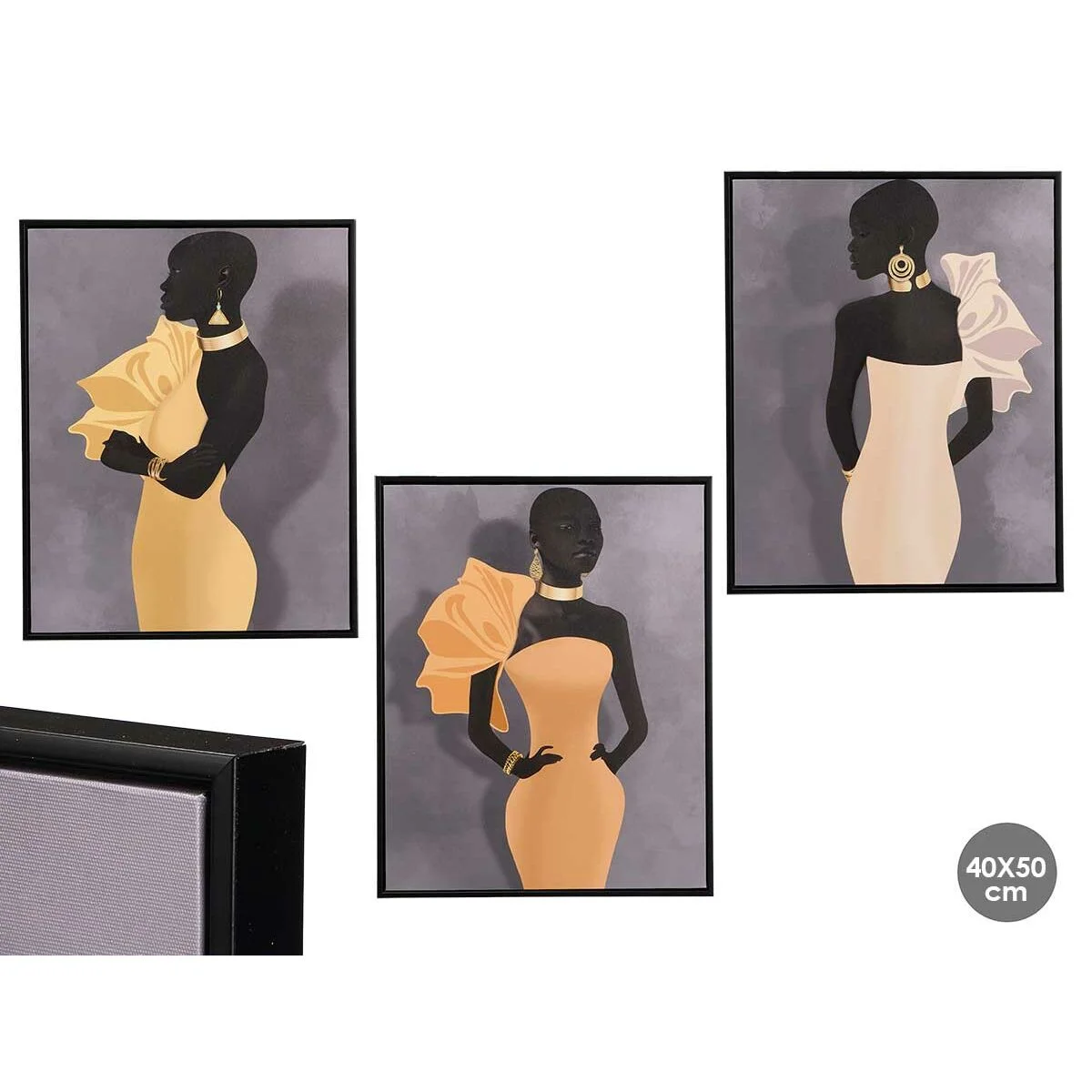 Lienzo Gift Decor Amarillo Negro Gris 40 x 3 x 50 cm (6 Unidades)