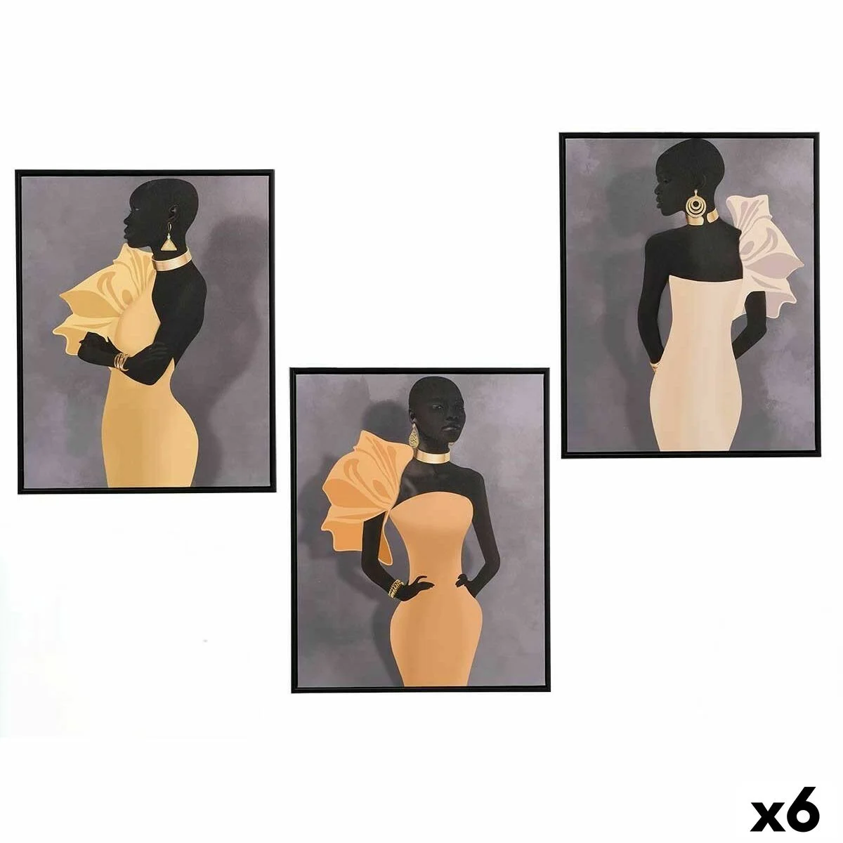 Lienzo Gift Decor Amarillo Negro Gris 40 x 3 x 50 cm (6 Unidades)