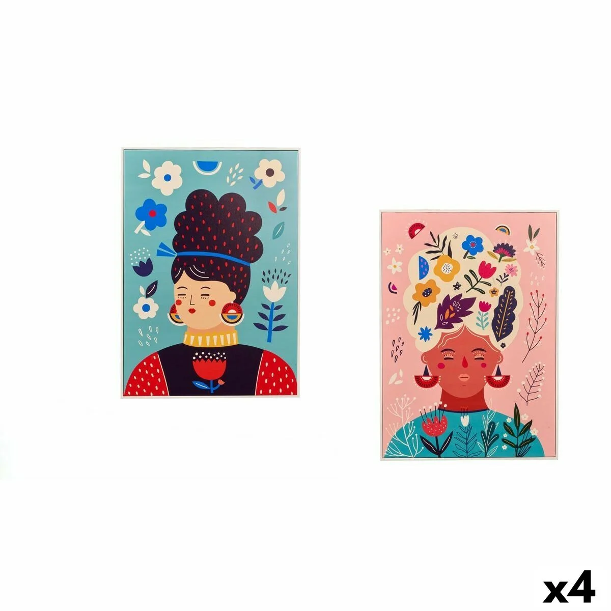 Lienzo Gift Decor Multicolor Mujer 50 x 3 x 70 cm (4 Unidades)