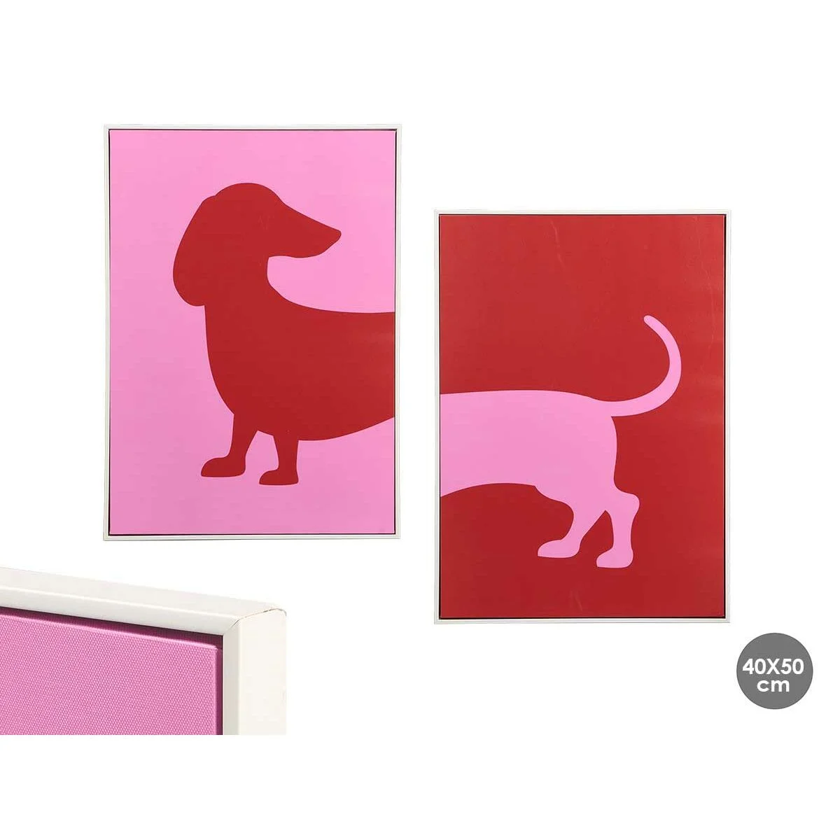 Lienzo Gift Decor Rojo Rosa Perro 50 x 3 x 70 cm (4 Unidades)