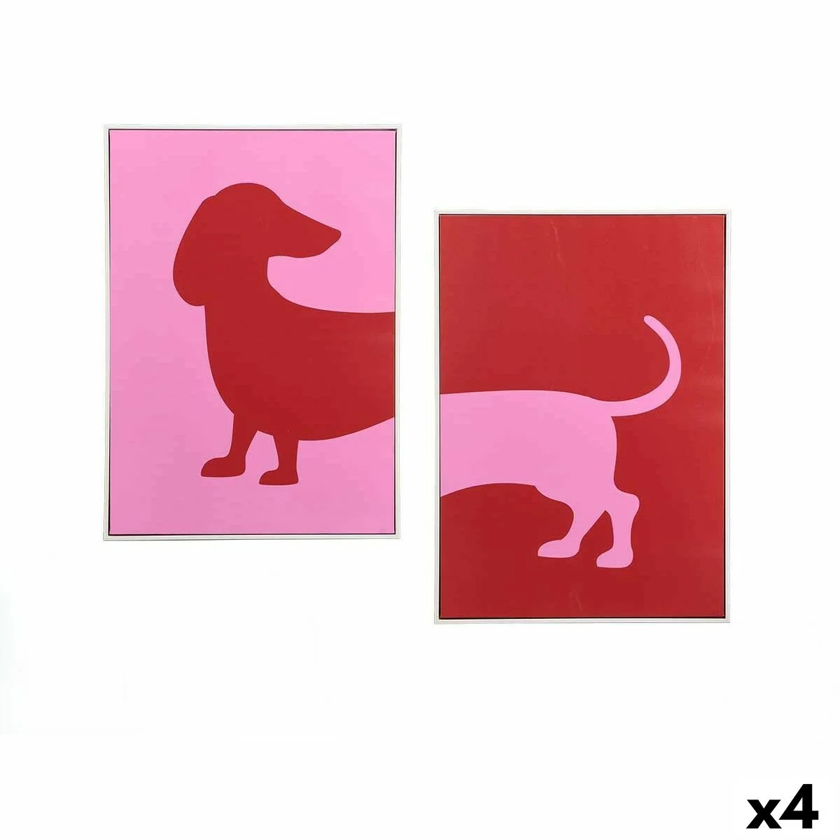 Lienzo Gift Decor Rojo Rosa Perro 50 x 3 x 70 cm (4 Unidades)
