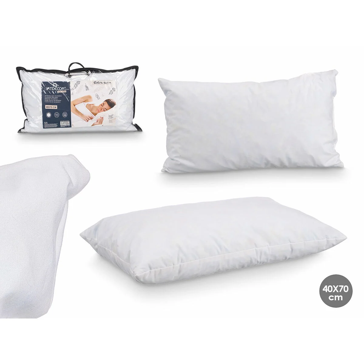 Almohada Viscoelástica Gift Decor Blanco 70 x 40 cm (6 Unidades)