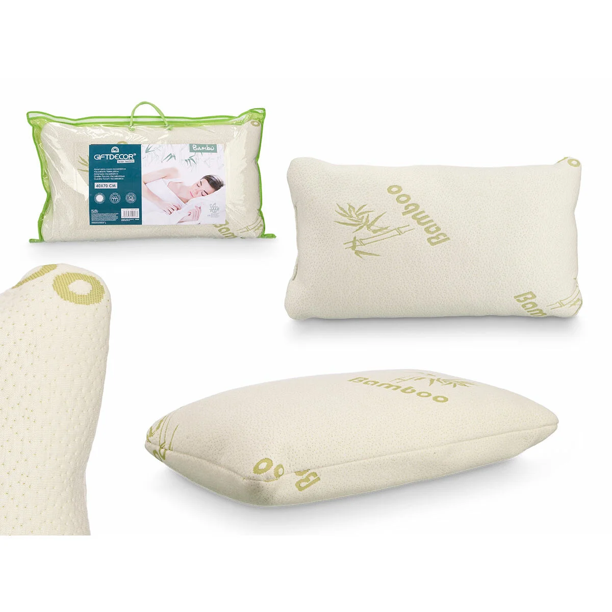 Almohada Viscoelástica Gift Decor Blanco 70 x 15 x 40 cm (6 Unidades)