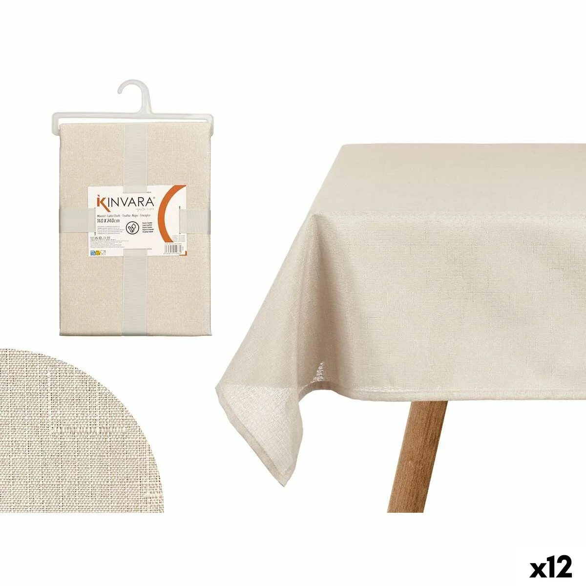 Mantel Kinvara Crema 140 x 240 cm (12 Unidades)