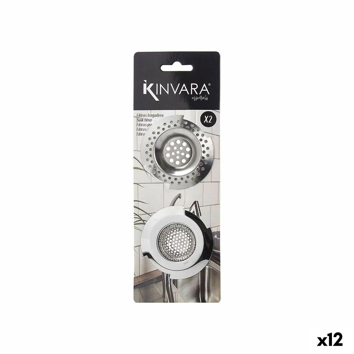 Filtros Fregadero Kinvara Plateado Acero Inoxidable 2 Piezas (12 Unidades)