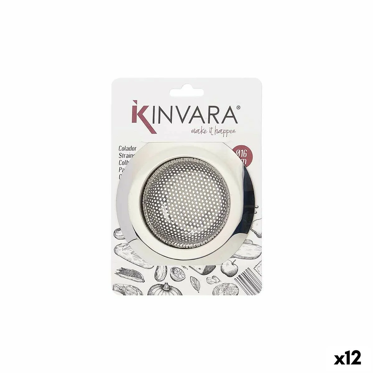 Filtro Fregadero Kinvara Plateado Acero Inoxidable Ø 16 cm (12 Unidades)