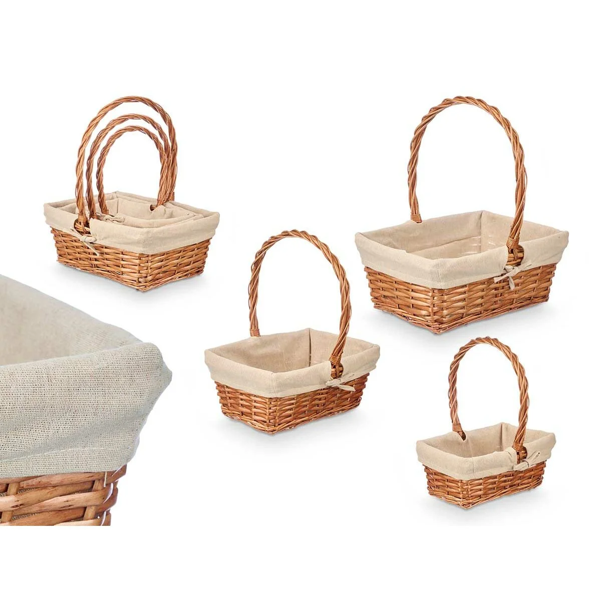 Juego de Cestas Kipit Natural Poliéster Algodón Mimbre 3 Piezas (8 Unidades)