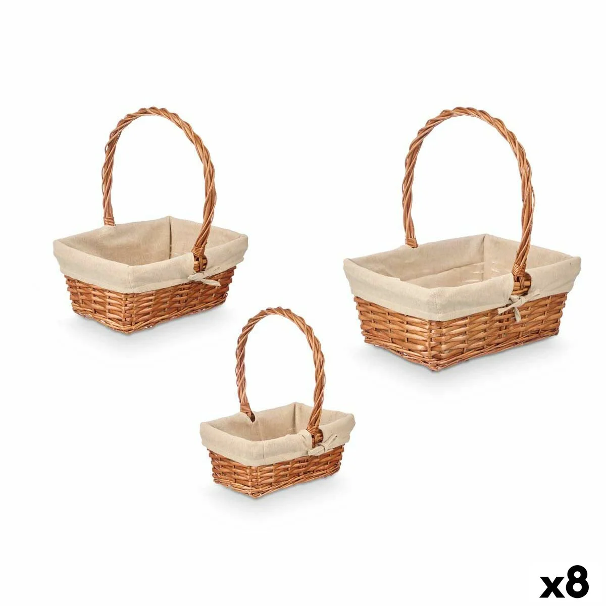 Juego de Cestas Kipit Natural Poliéster Algodón Mimbre 3 Piezas (8 Unidades)