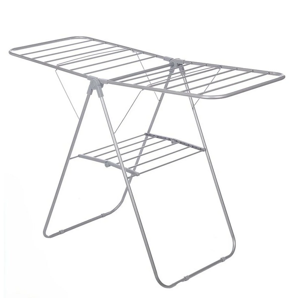 Tendedero Plegable Gris Metal 136,5 x 59 x 93,5 cm (4 Unidades)