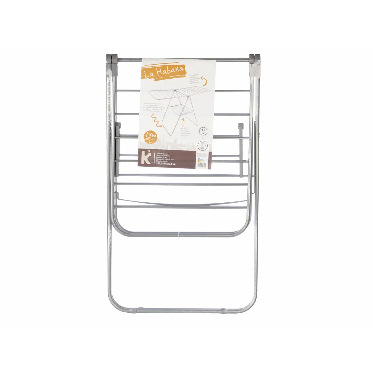 Tendedero Plegable Gris Metal 136,5 x 59 x 93,5 cm (4 Unidades)