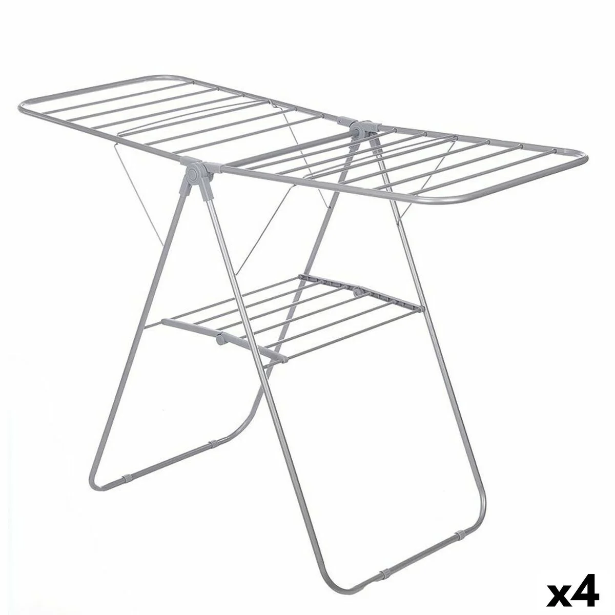 Tendedero Plegable Gris Metal 136,5 x 59 x 93,5 cm (4 Unidades)