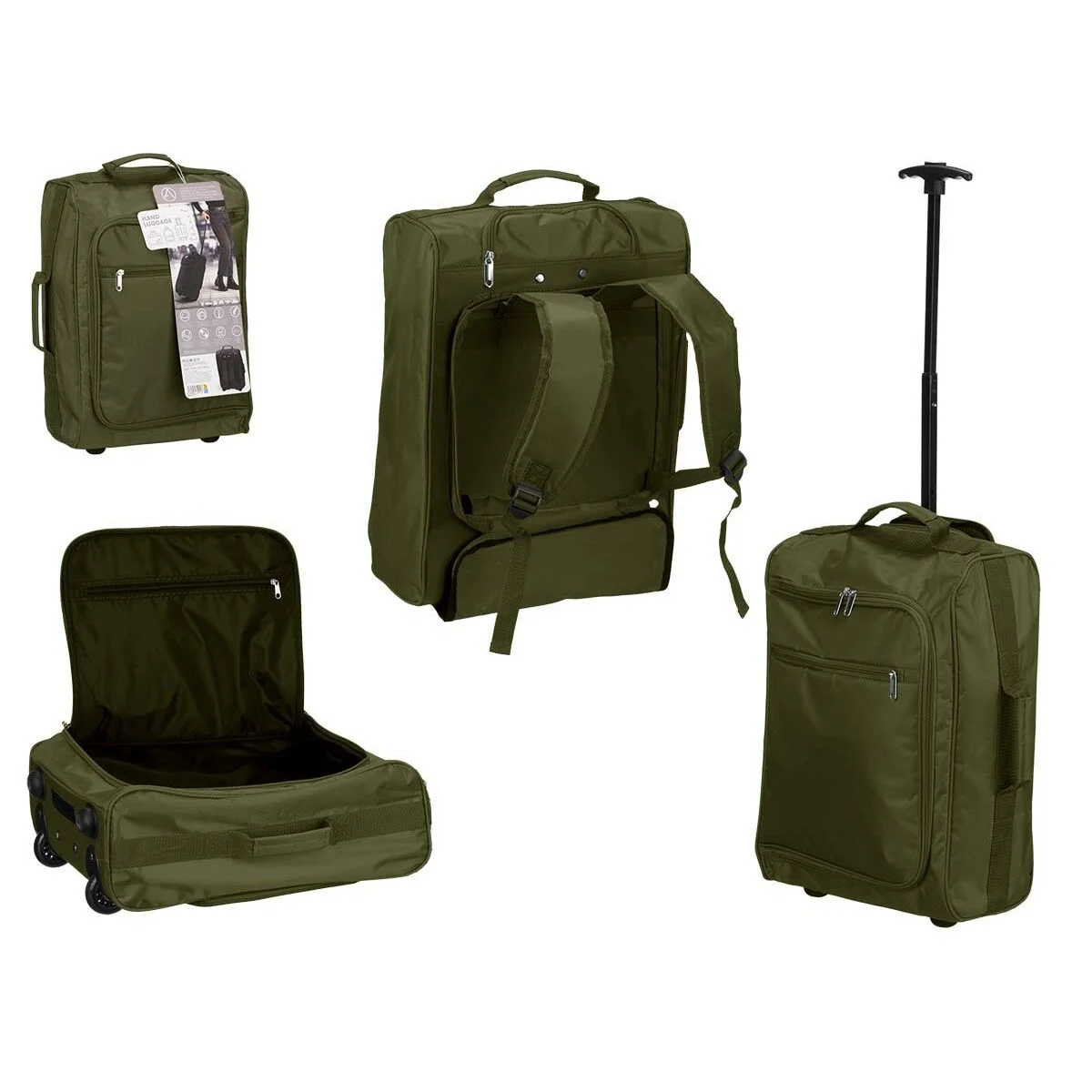 Mochila Trolley Negro Verde Poliéster Metal Plástico 31,5 l 35 x 18 x 51 cm (6 Unidades)