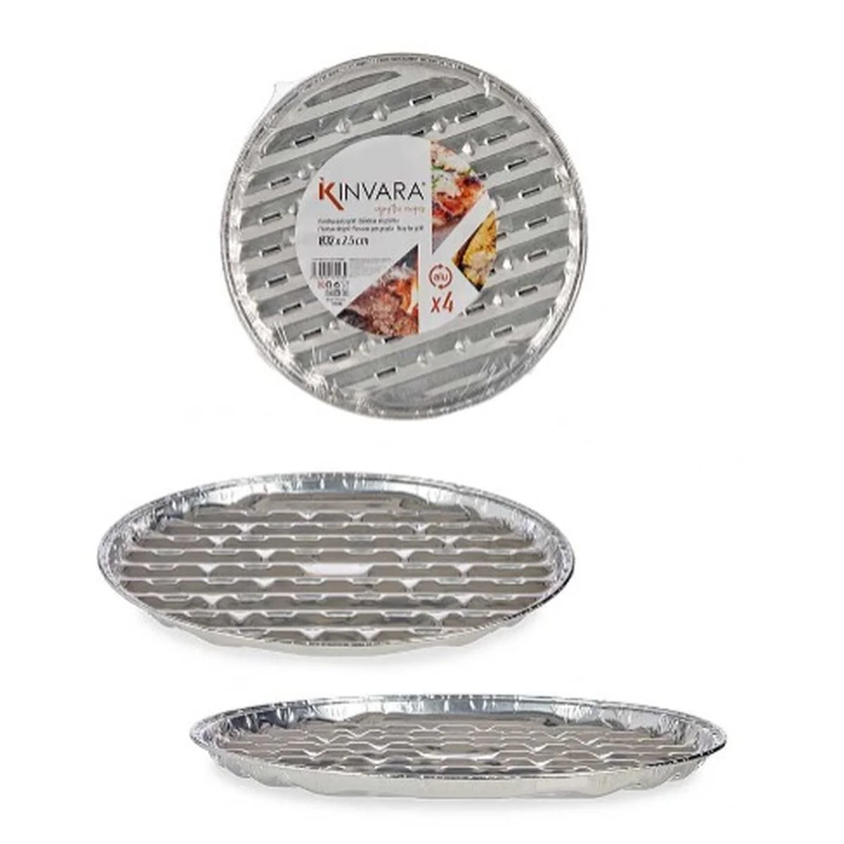 Molde para Pizza Kinvara Plateado Aluminio 32,5 x 32,5 x 1,7 cm Pizza 4 Piezas (12 Unidades)
