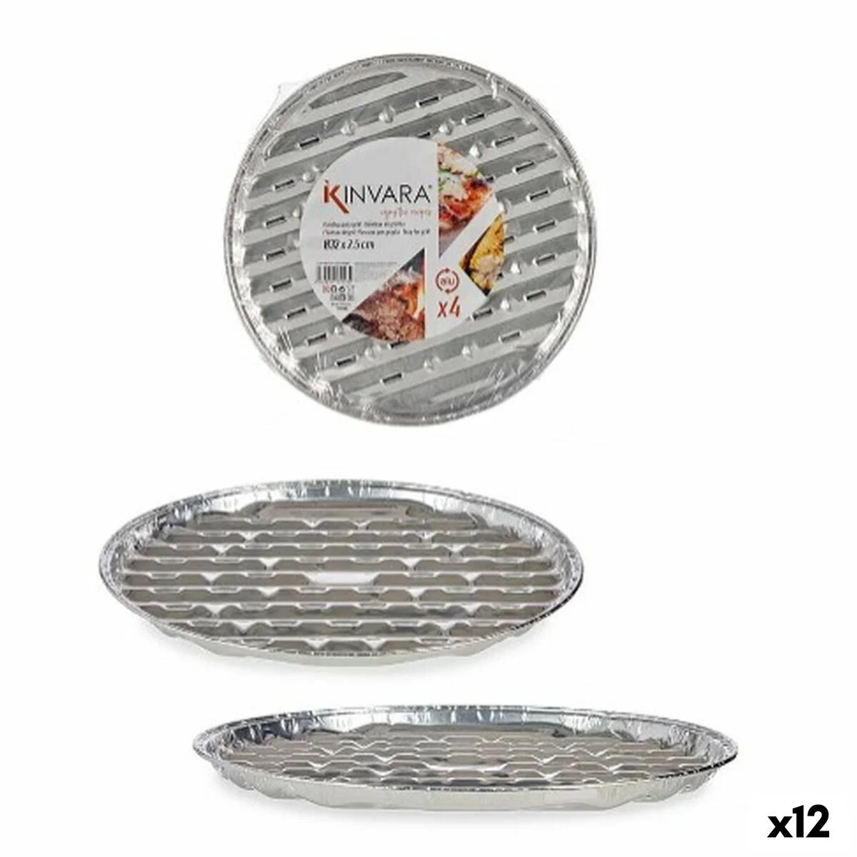 Molde para Pizza Kinvara Plateado Aluminio 32,5 x 32,5 x 1,7 cm Pizza 4 Piezas (12 Unidades)