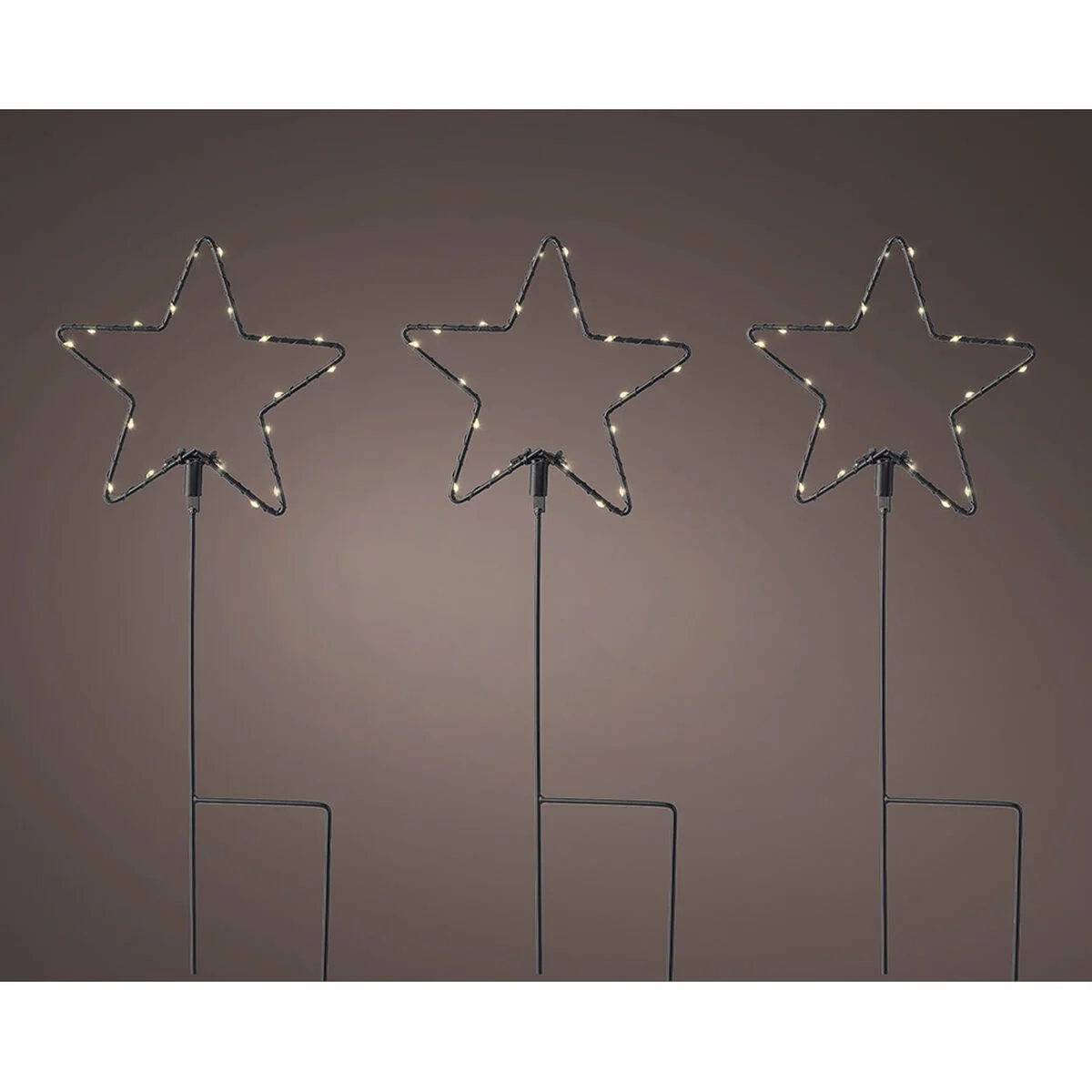 Set de Estacas LED de jardín Lumineo Navidad Estrellas Ø 15 x 42,5 cm MicroLED 3 Piezas