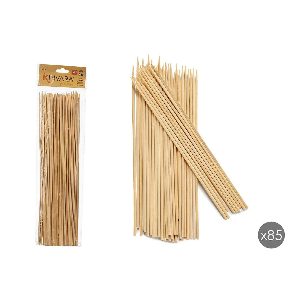 Palillos de Bambú Kinvara Natural 30 cm 85 Piezas (12 Unidades)