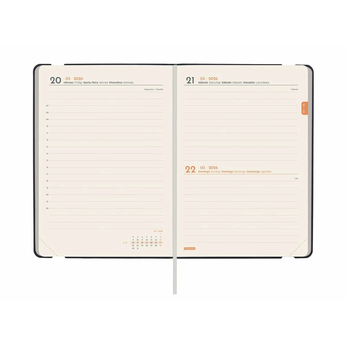 Agenda Finocam FLEXI Negro 11,8 x 16,8 cm 2026