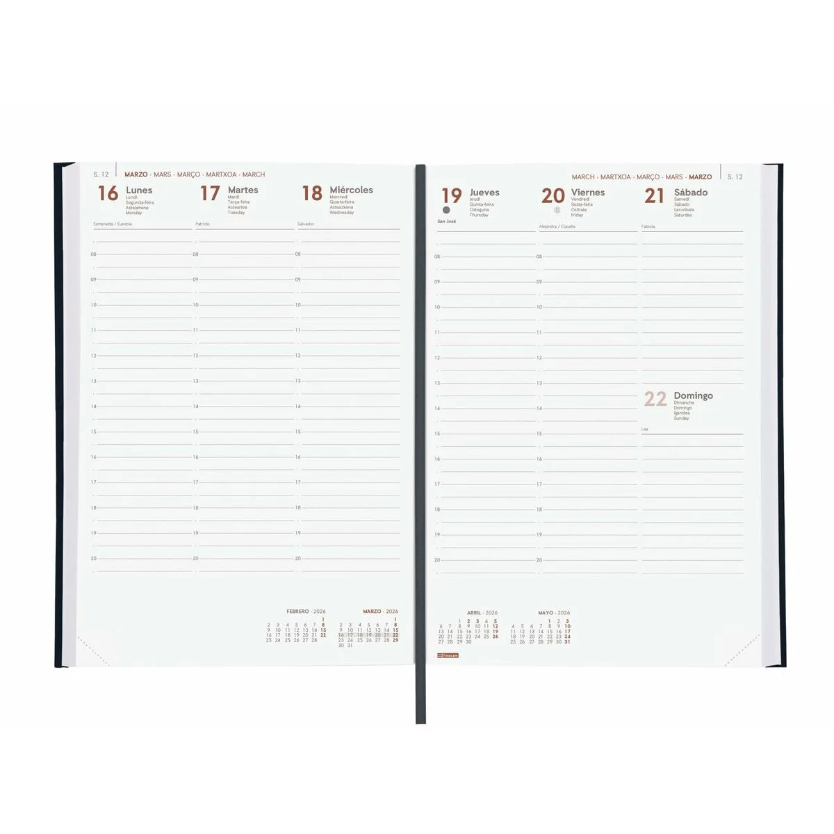 Agenda Finocam DYNAMIC MILANO Negro 16,5 x 24 cm