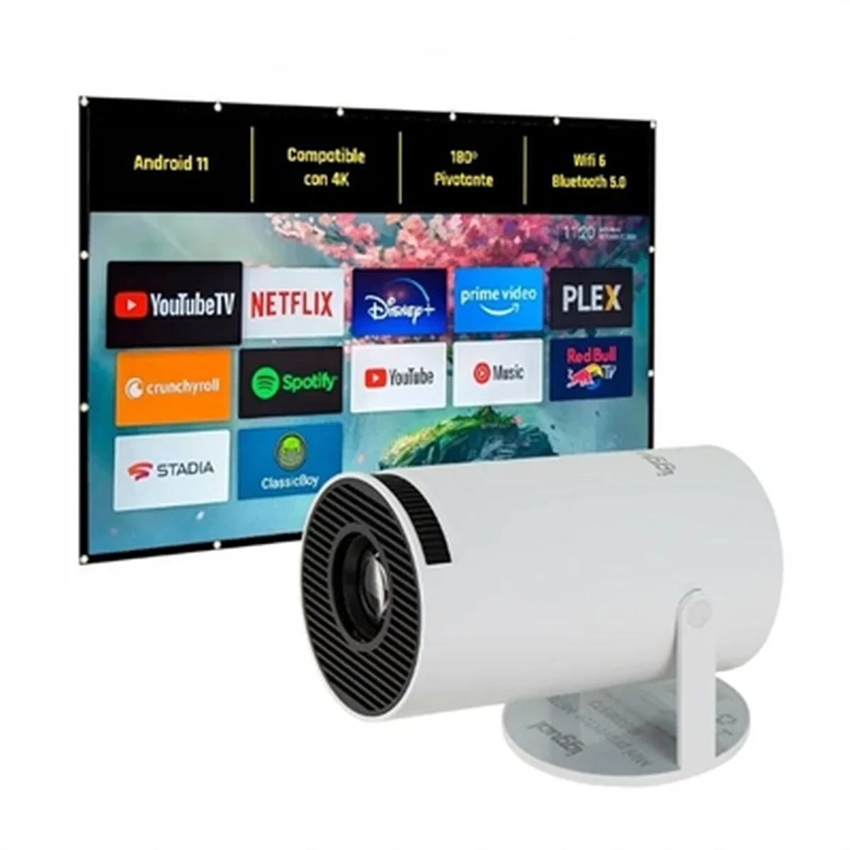 Proyector iggual Pack mini proyector + pantalla 120" plegabl HD 1280 x 720 px