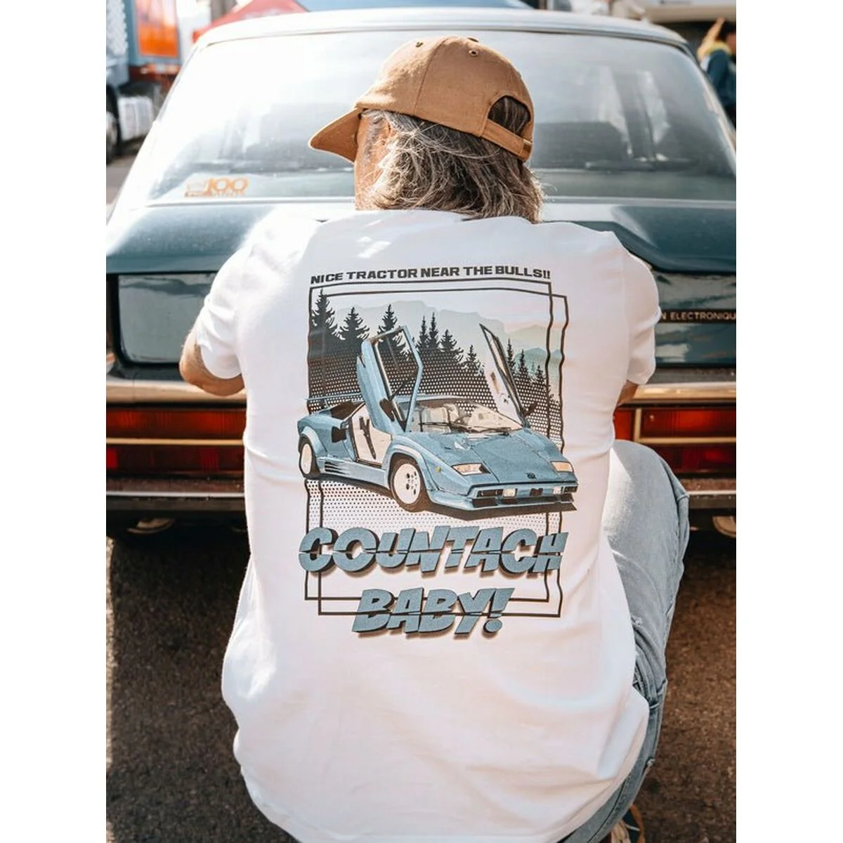 Camiseta de Manga Corta Hombre RADIKAL Nice Tractor Near the Bull XL Blanco