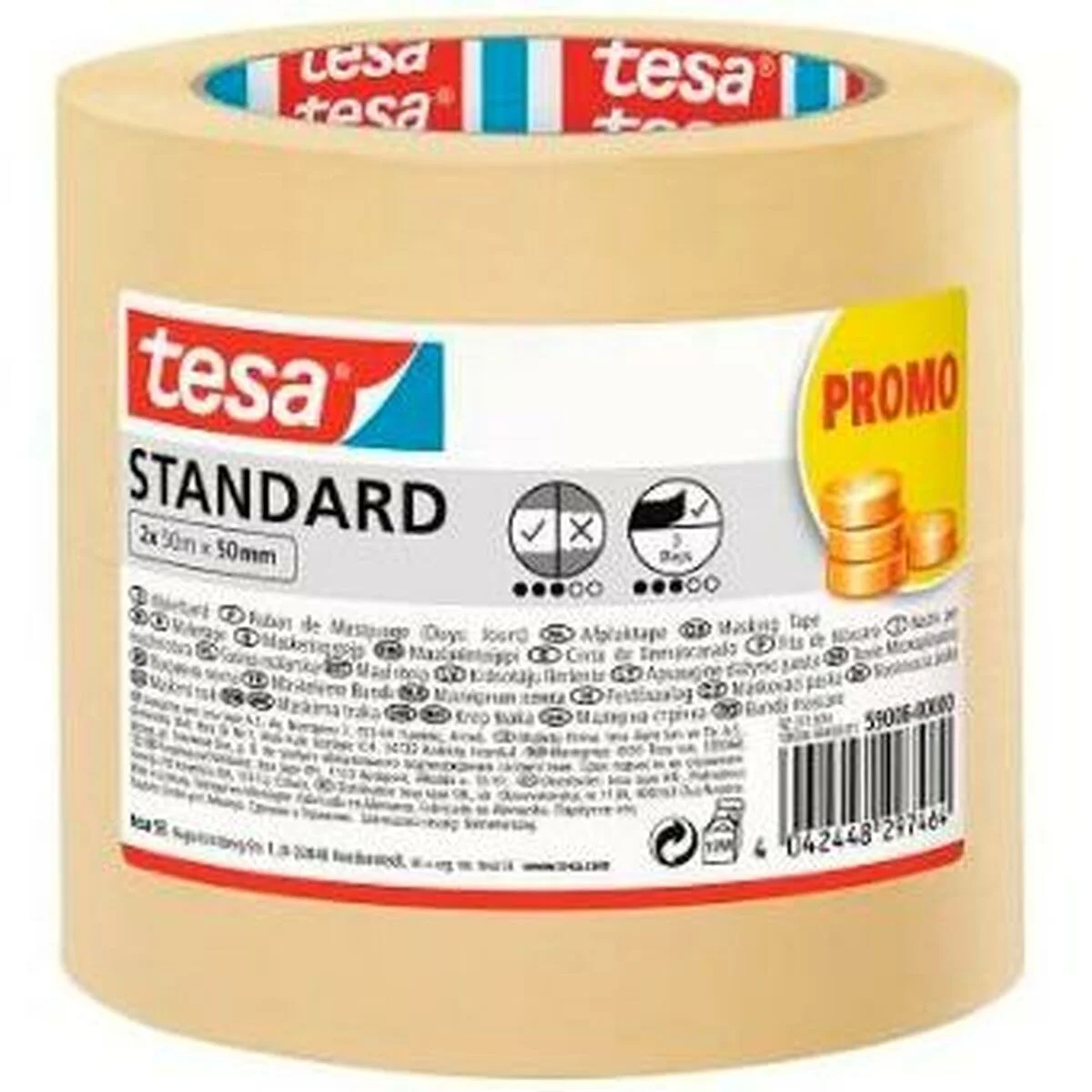 Masking tape TESA STANDARD Yellow Paper 50 mm x 50 m 2 Pieces (18 Units)