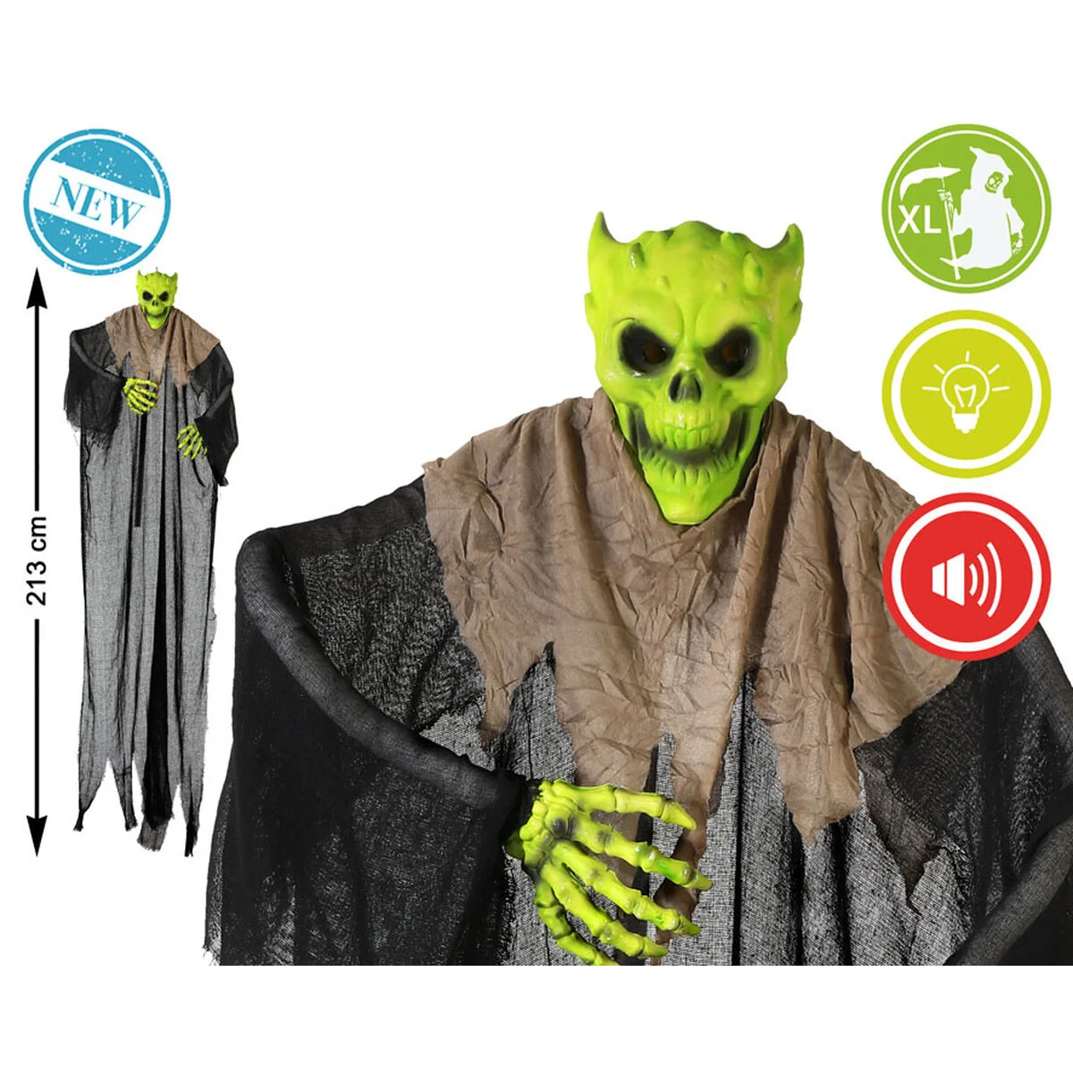 Decoración para Halloween Esqueleto 213 cm Verde