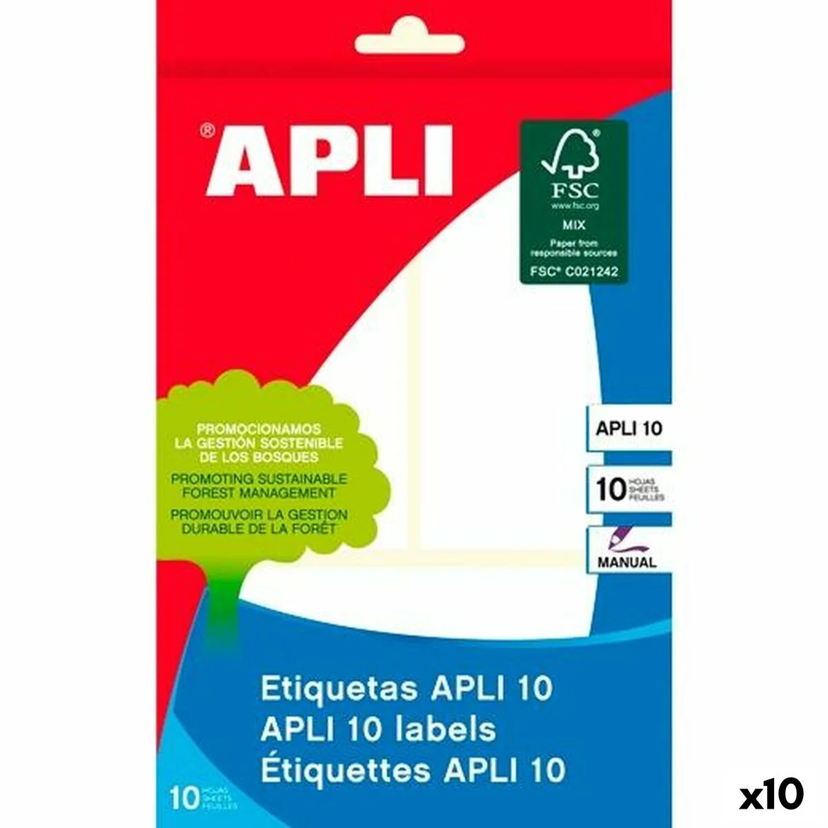 Etiquetas adhesivas Apli Blanco Papel 10 Hojas 53 x 100 mm (10 Unidades)