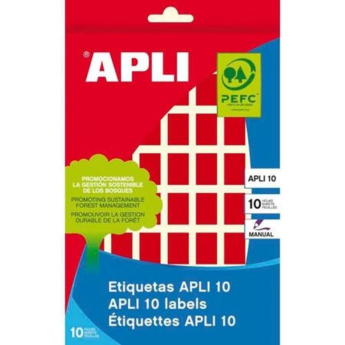 Etiquetas adhesivas Apli Rojo Papel 8 Hojas 12 x 18 mm (10 Unidades)