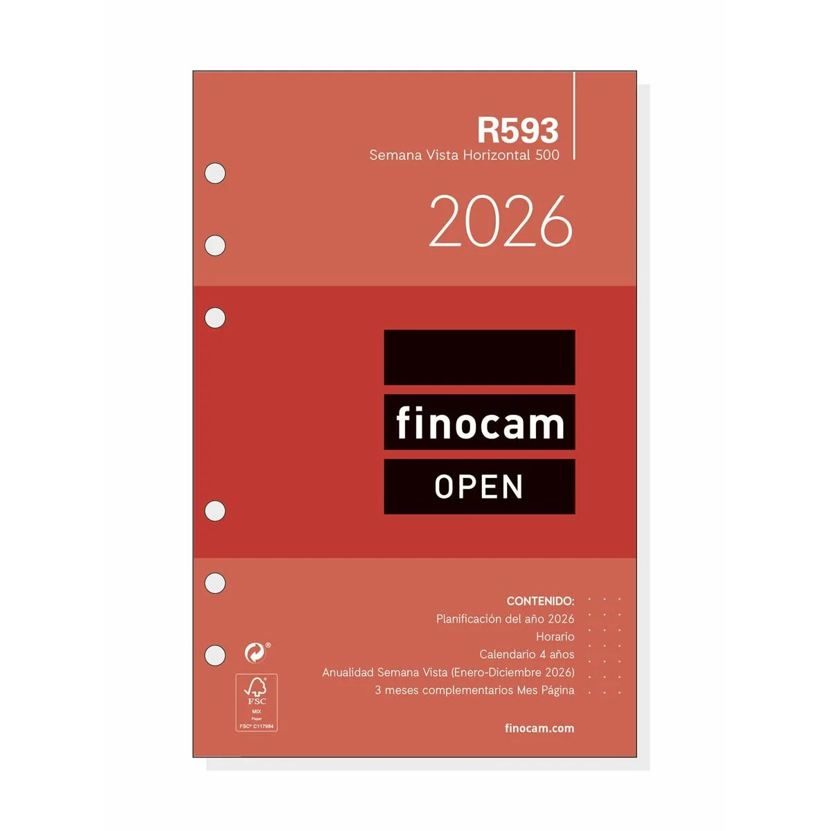 Recambio para Agenda Finocam OPEN R599 2026 11,7 x 18,1 cm