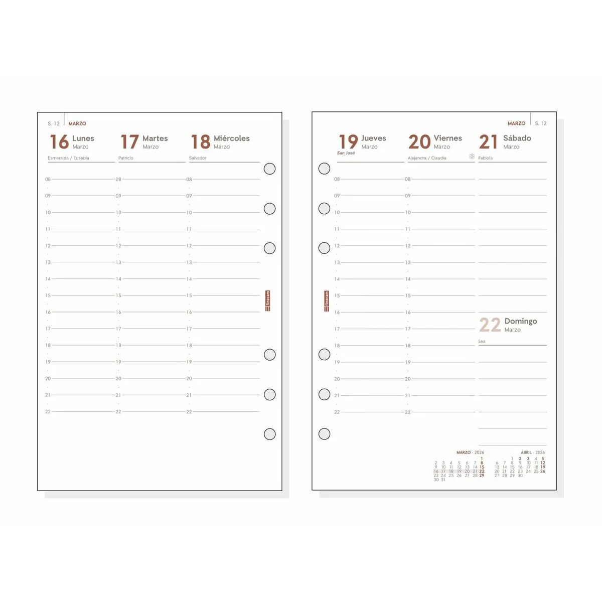 Recambio para Agenda Finocam OPEN R599 2026 11,7 x 18,1 cm