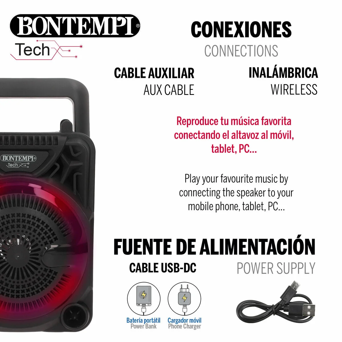 Altavoz con Micrófono Karaoke Bontempi 12 Unidades