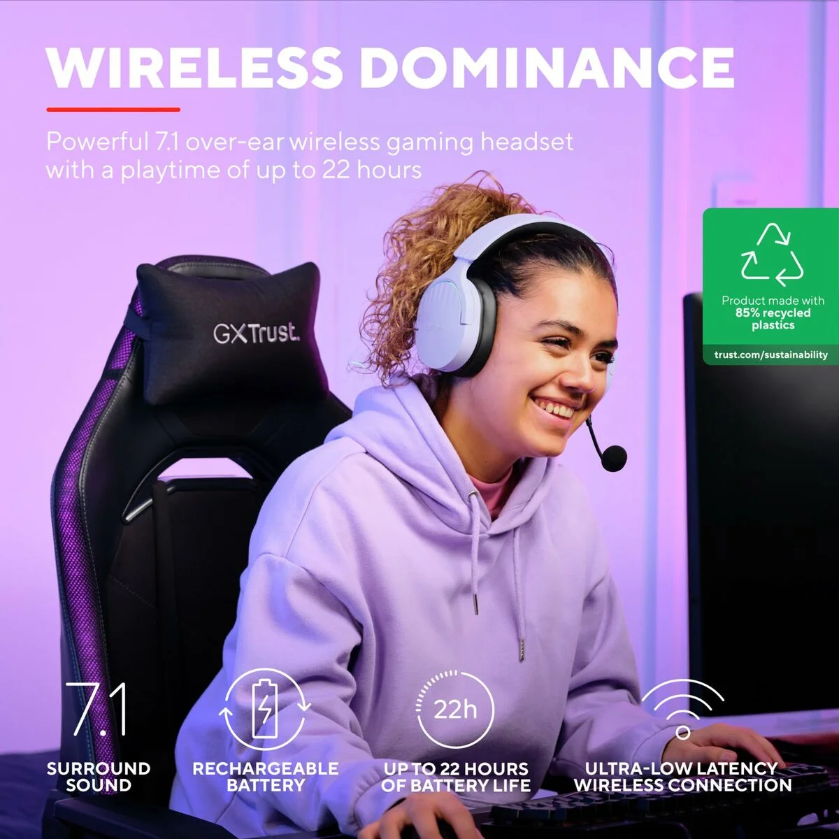 Auriculares con Micrófono Gaming Trust GXT 491 Negro Púrpura